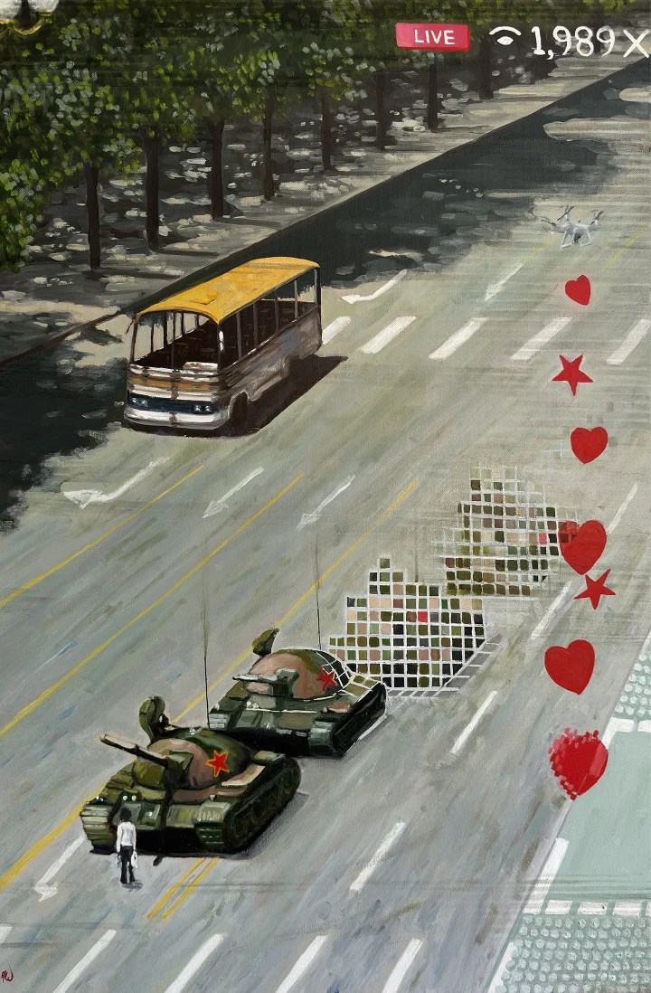 1,989 Views — Original oil painting "1,989 Views" by Neil Watson. A powerful contemporary reimagining of…